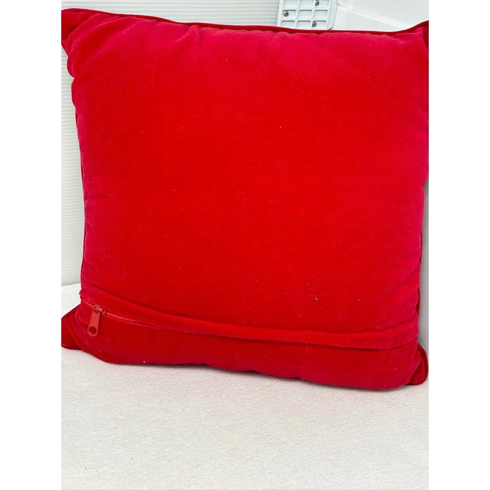 Wool Needlepoint Christmas Teddy Bears Pillow Velvet Back Square